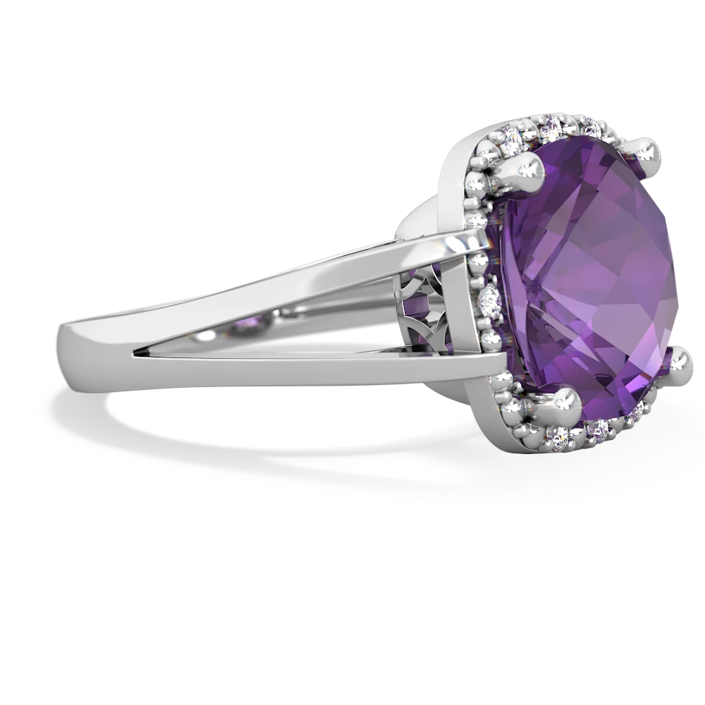 Amethyst Art Deco Cocktail 14K White Gold ring R2498