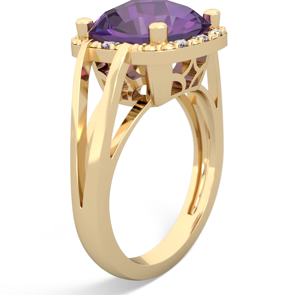 Amethyst Art Deco Cocktail 14K Yellow Gold ring R2498