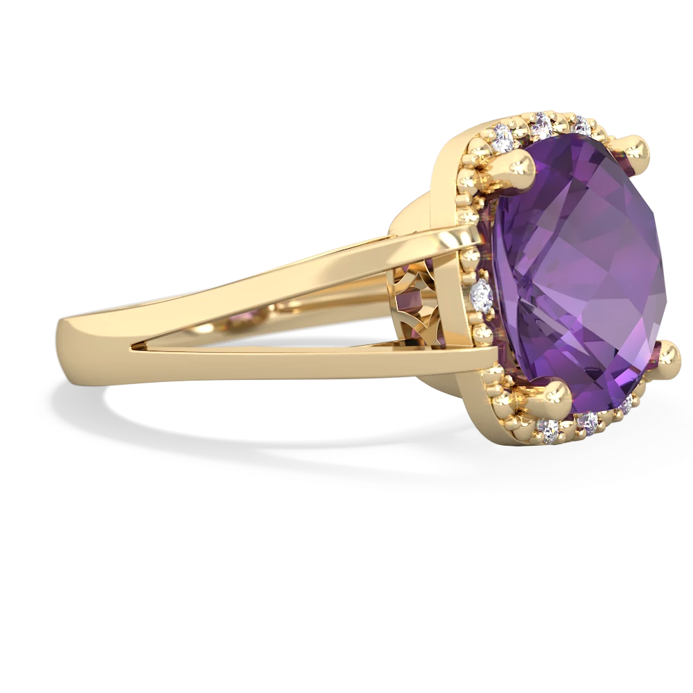 Amethyst Art Deco Cocktail 14K Yellow Gold ring R2498