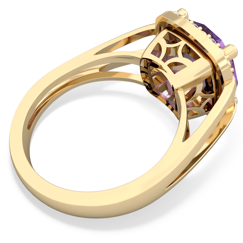 Amethyst Art Deco Cocktail 14K Yellow Gold ring R2498