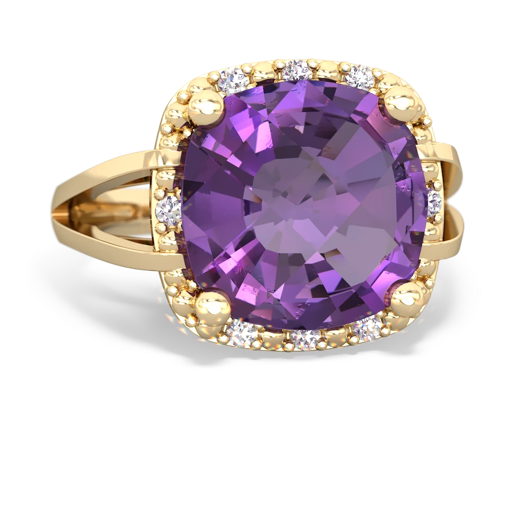 Amethyst Art Deco Cocktail 14K Yellow Gold ring R2498