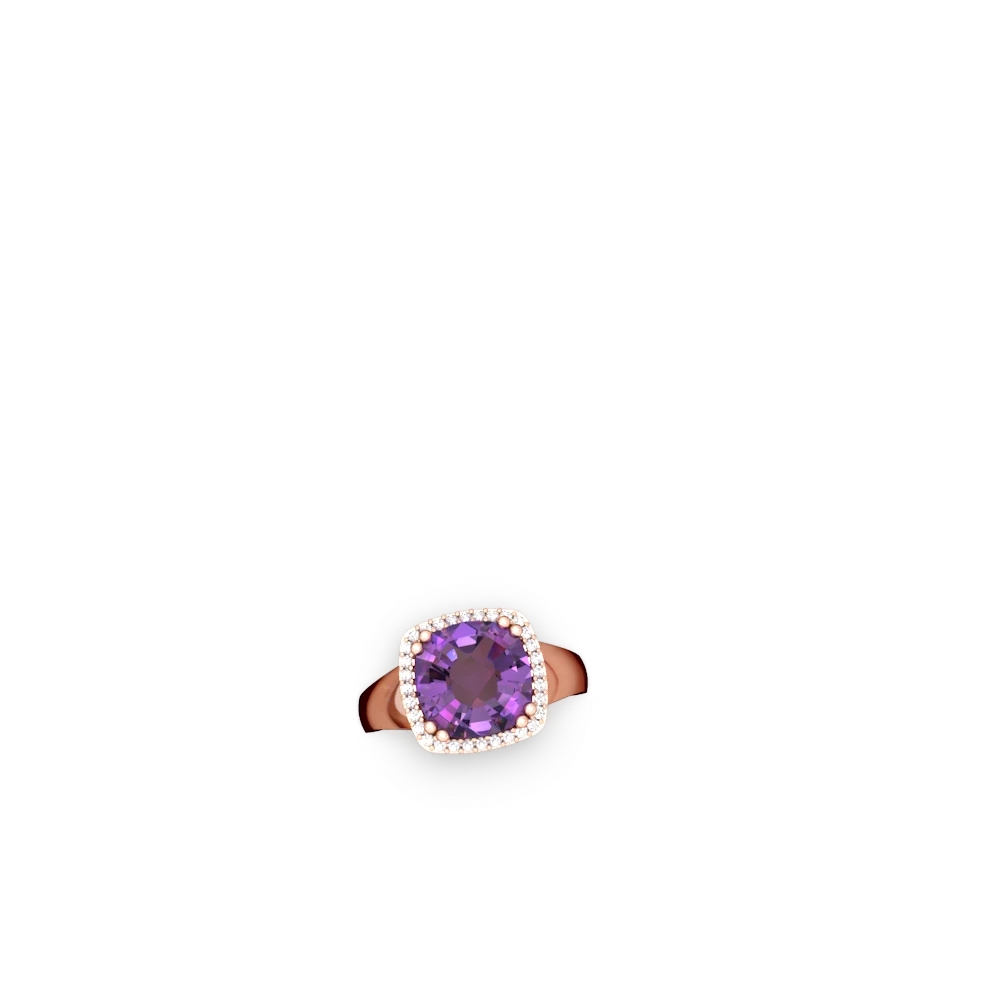 Amethyst Halo Cocktail 14K Rose Gold ring R2544