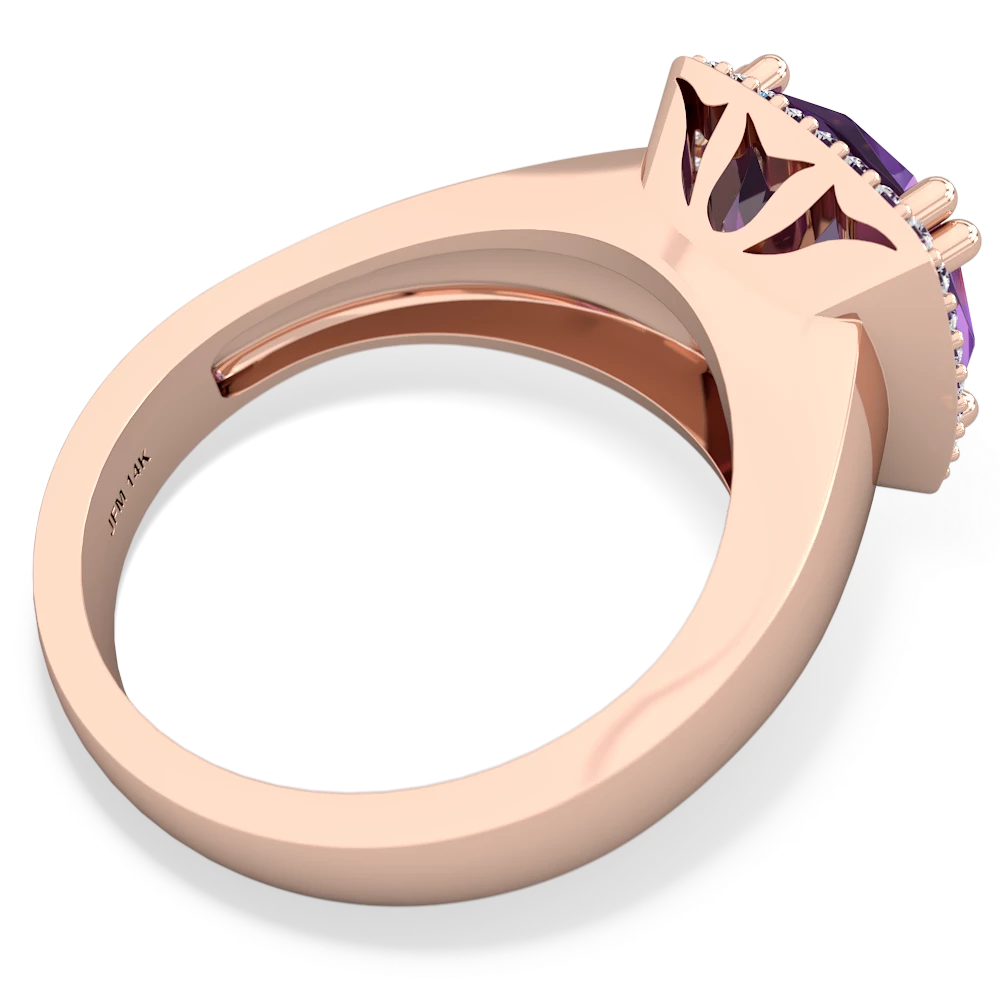 Amethyst Halo Cocktail 14K Rose Gold ring R2544