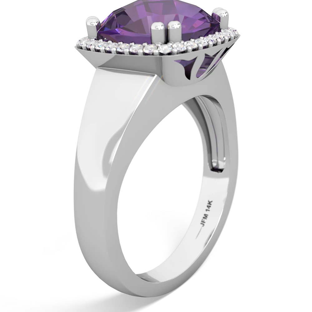 Amethyst Halo Cocktail 14K White Gold ring R2544