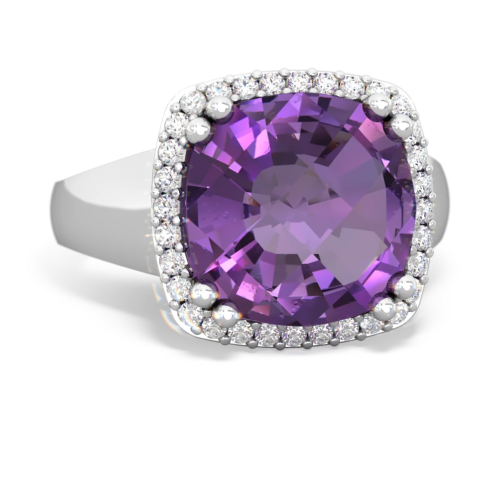 Amethyst Halo Cocktail 14K White Gold ring R2544