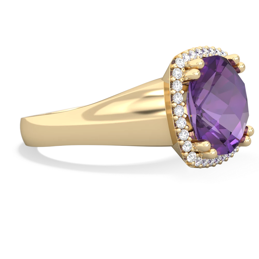 Amethyst Halo Cocktail 14K Yellow Gold ring R2544