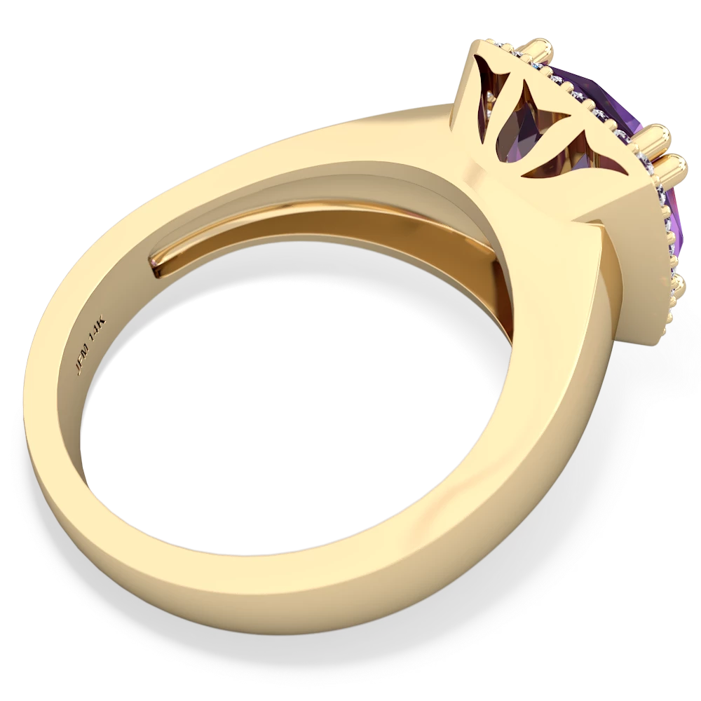 Amethyst Halo Cocktail 14K Yellow Gold ring R2544