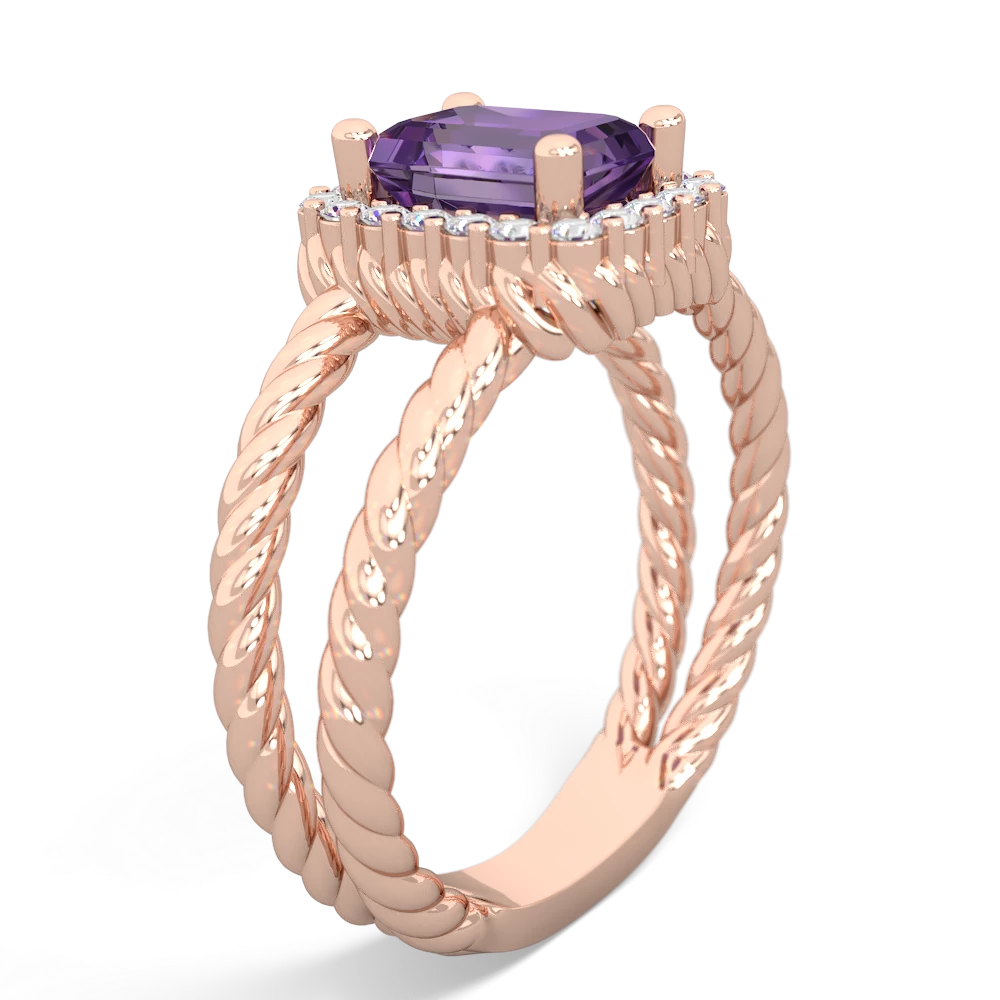 Amethyst Rope Split Band 14K Rose Gold ring R2628