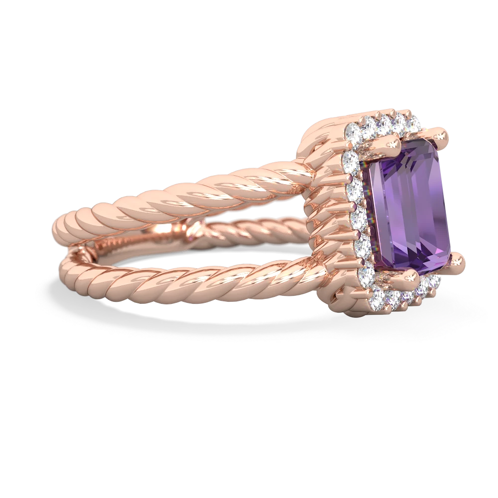 Amethyst Rope Split Band 14K Rose Gold ring R2628