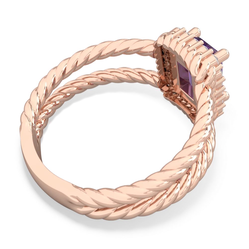 Amethyst Rope Split Band 14K Rose Gold ring R2628