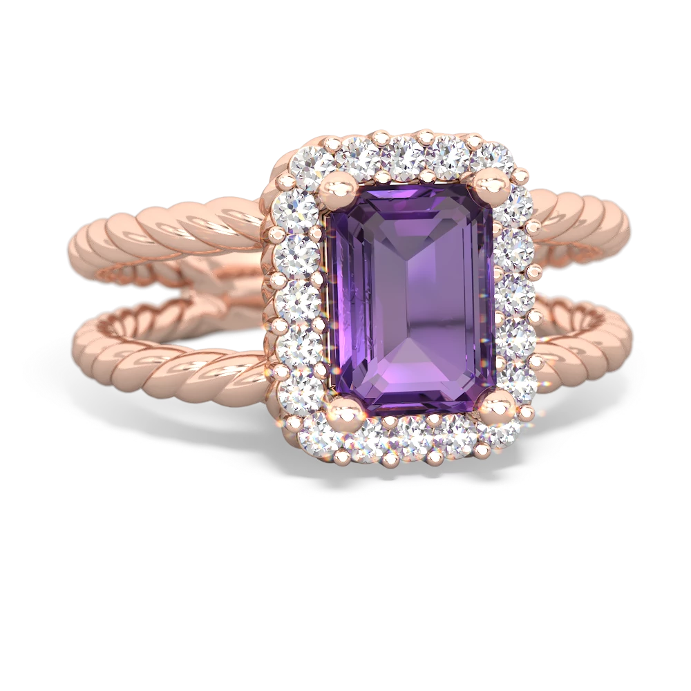 Amethyst Rope Split Band 14K Rose Gold ring R2628