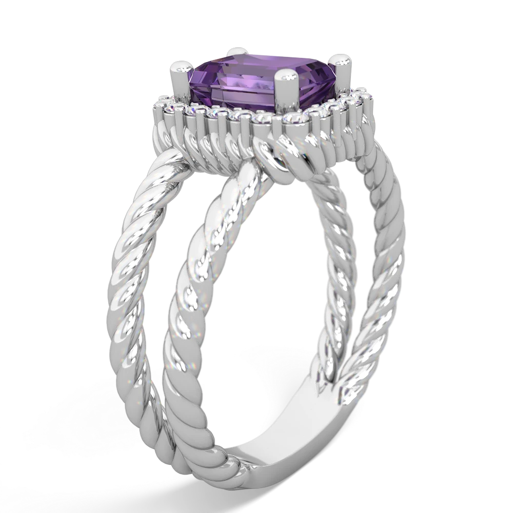 Amethyst Rope Split Band 14K White Gold ring R2628