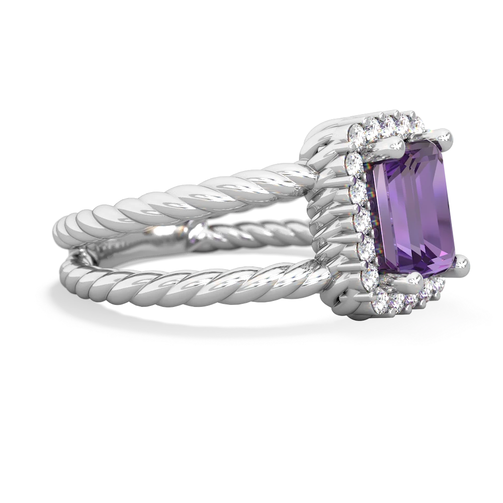 Amethyst Rope Split Band 14K White Gold ring R2628