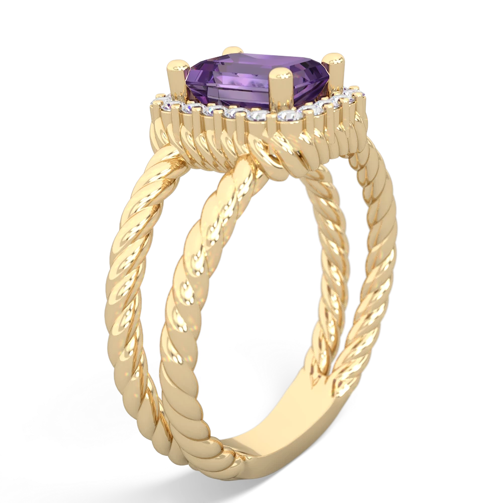 Amethyst Rope Split Band 14K Yellow Gold ring R2628