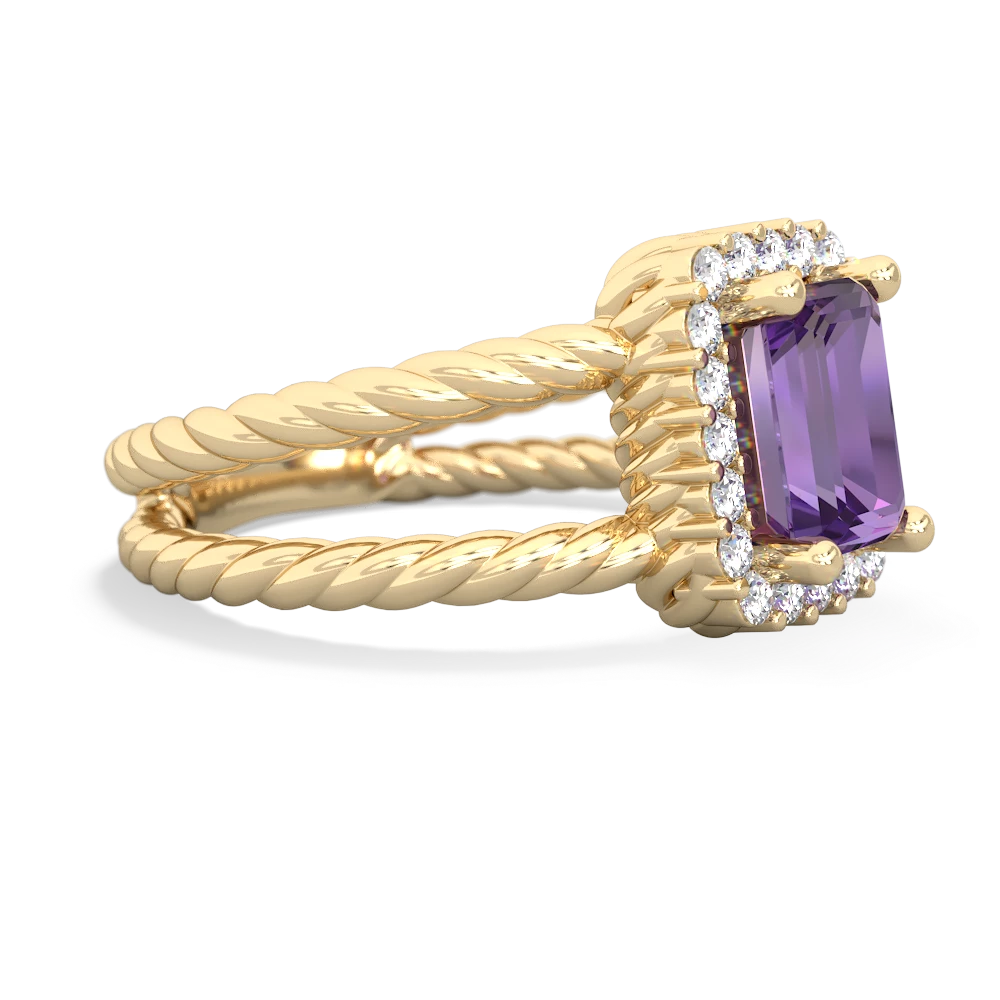 Amethyst Rope Split Band 14K Yellow Gold ring R2628