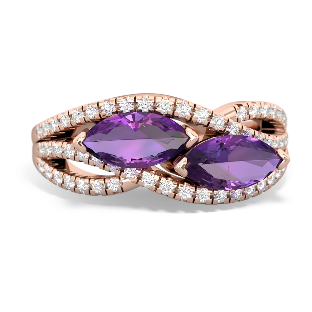 Amethyst Diamond Rivers 14K Rose Gold ring R3070