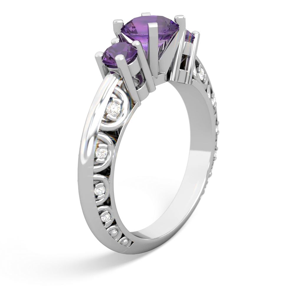 Amethyst Art Deco Eternal Embrace Engagement 14K White Gold ring C2003