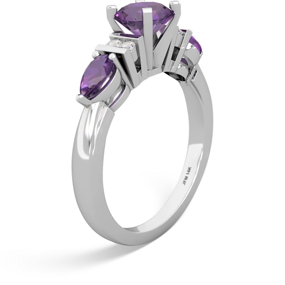 Amethyst 6Mm Round Eternal Embrace Engagement 14K White Gold ring R2005