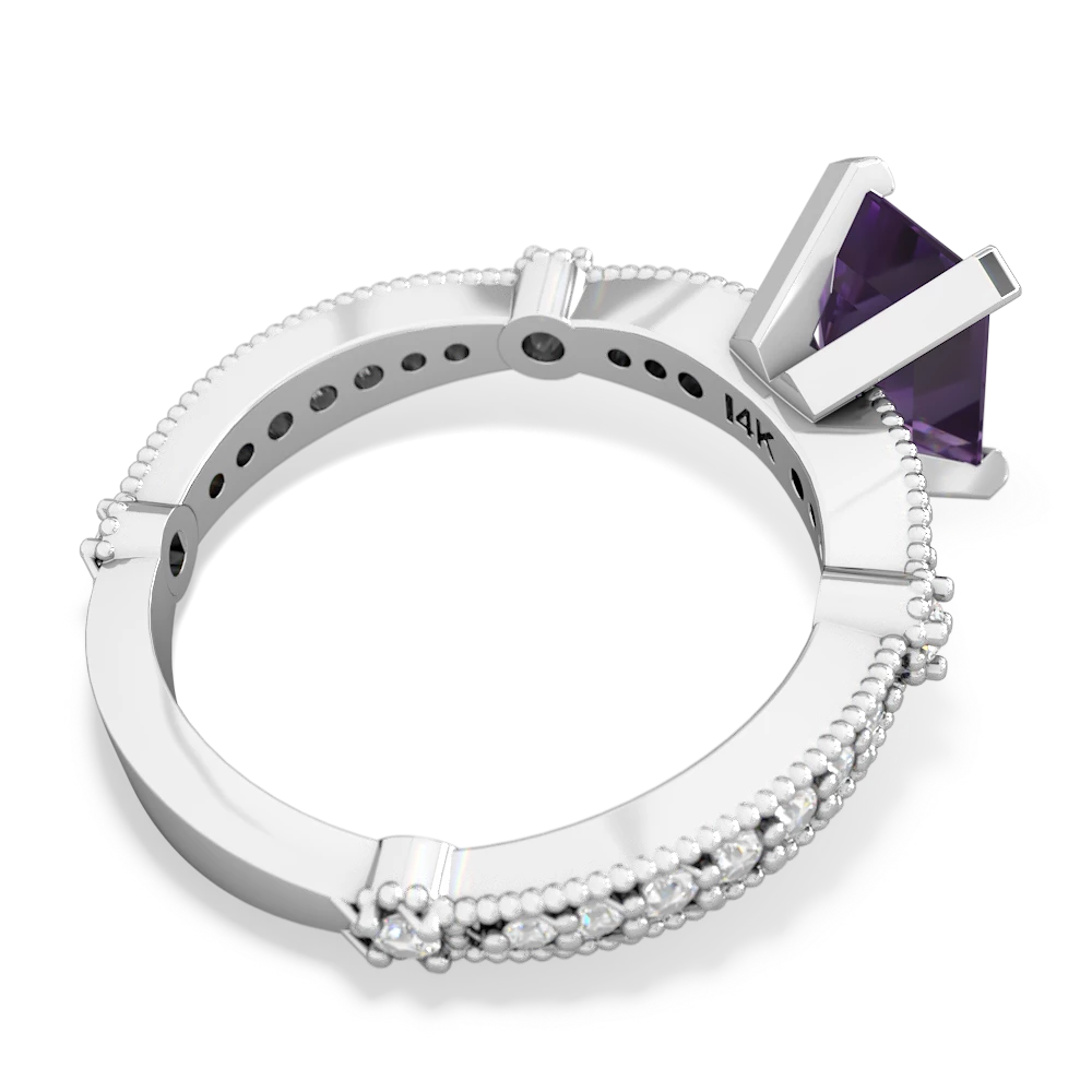Amethyst Sparkling Tiara 8X6 Emerald-Cut 14K White Gold ring R26298EM