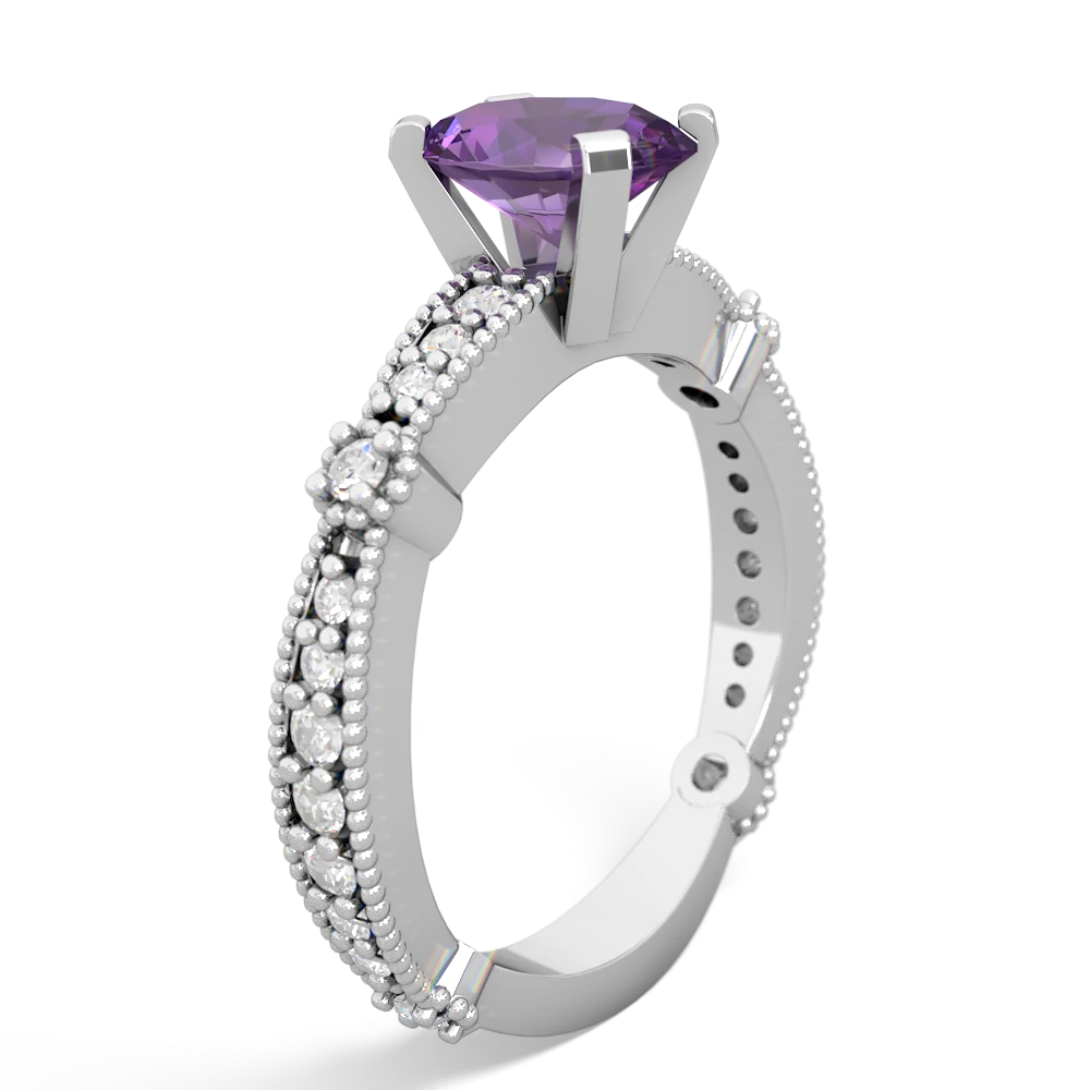 Amethyst Sparkling Tiara 8X6 Oval 14K White Gold ring R26298VL