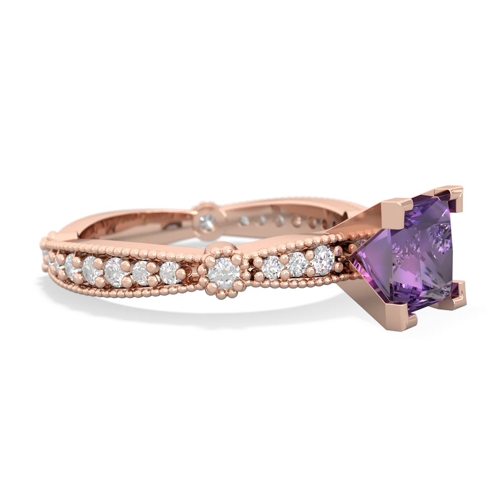 Amethyst Sparkling Tiara 6Mm Princess 14K Rose Gold ring R26296SQ