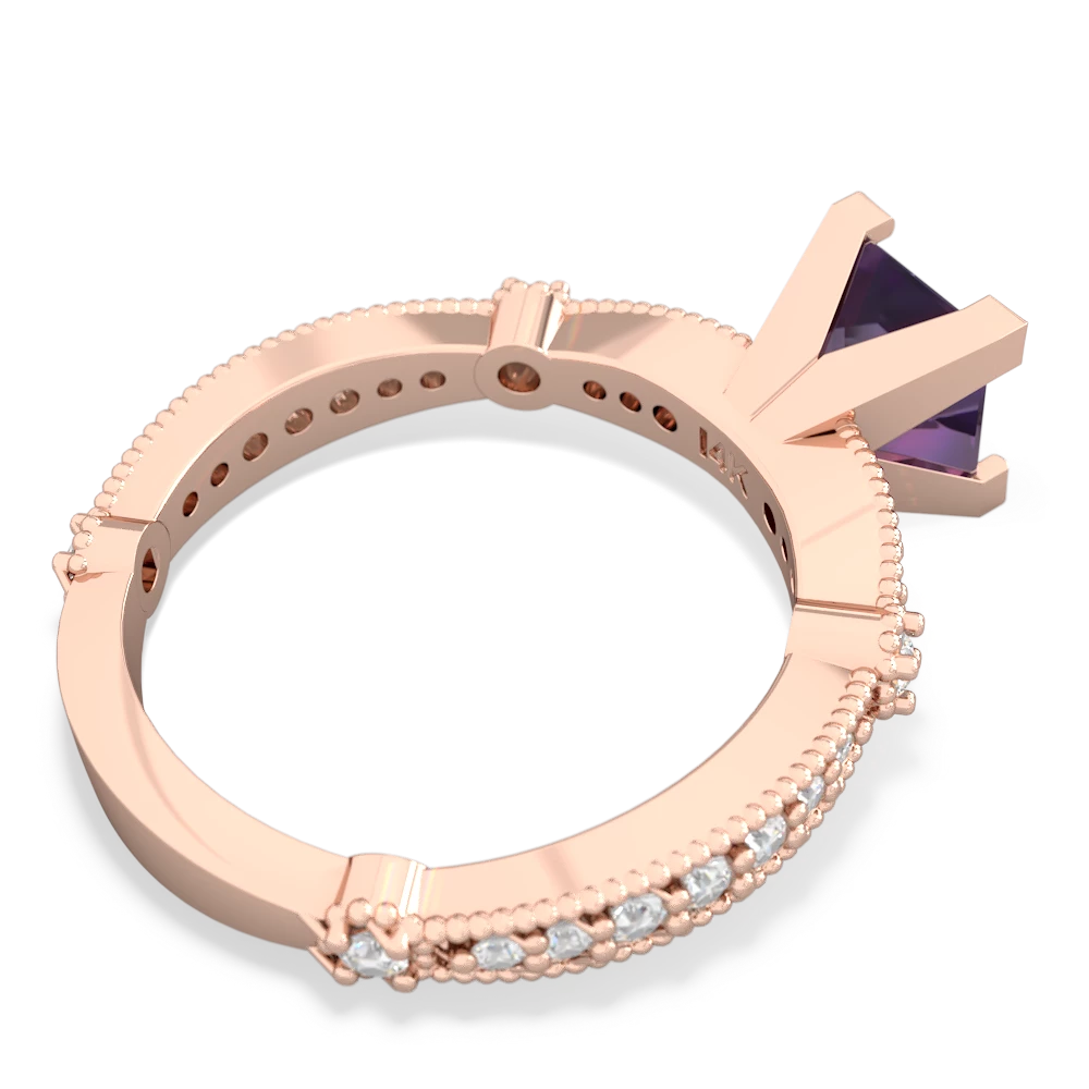 Amethyst Sparkling Tiara 6Mm Princess 14K Rose Gold ring R26296SQ