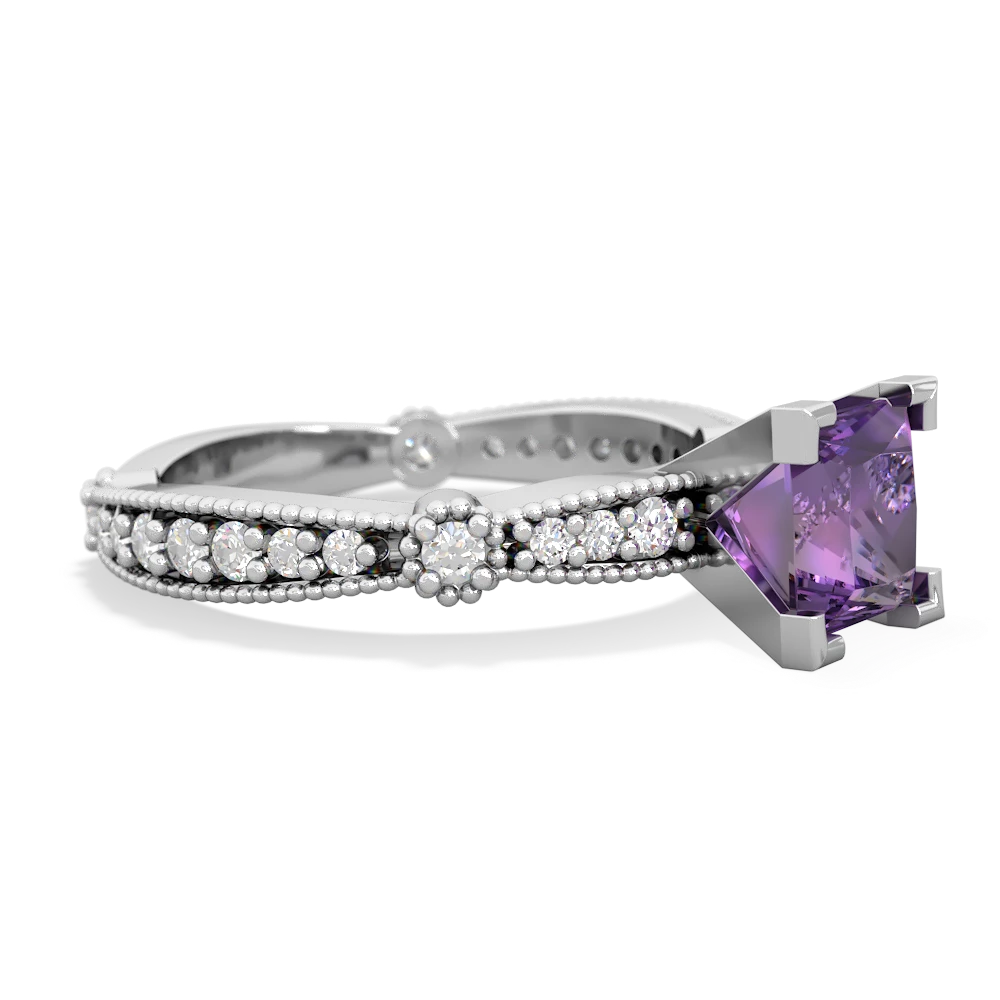 Amethyst Sparkling Tiara 6Mm Princess 14K White Gold ring R26296SQ