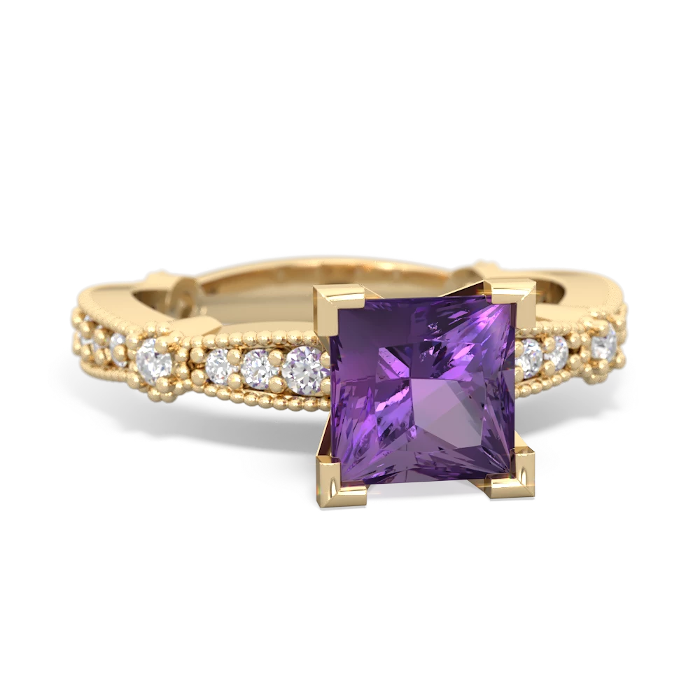 Amethyst Sparkling Tiara 6Mm Princess 14K Yellow Gold ring R26296SQ