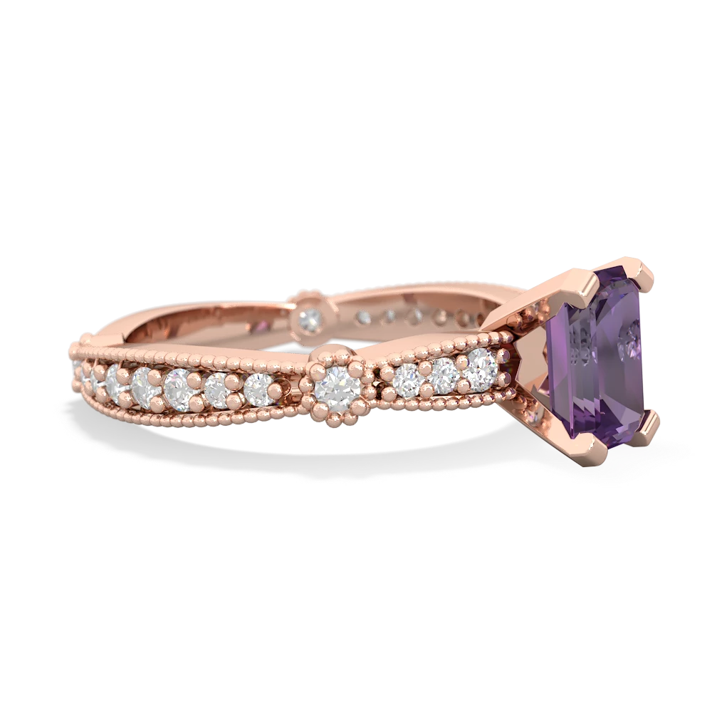 Amethyst Sparkling Tiara 7X5mm Emerald-Cut 14K Rose Gold ring R26297EM