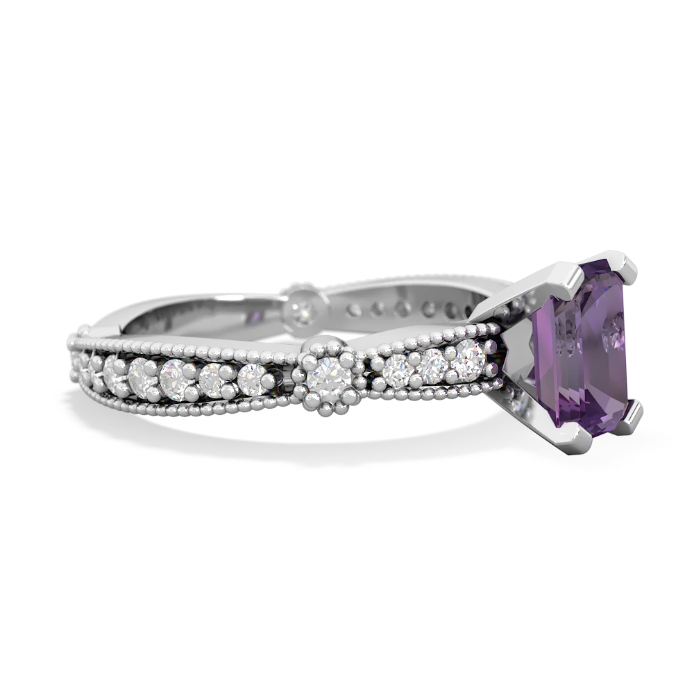 Amethyst Sparkling Tiara 7X5mm Emerald-Cut 14K White Gold ring R26297EM