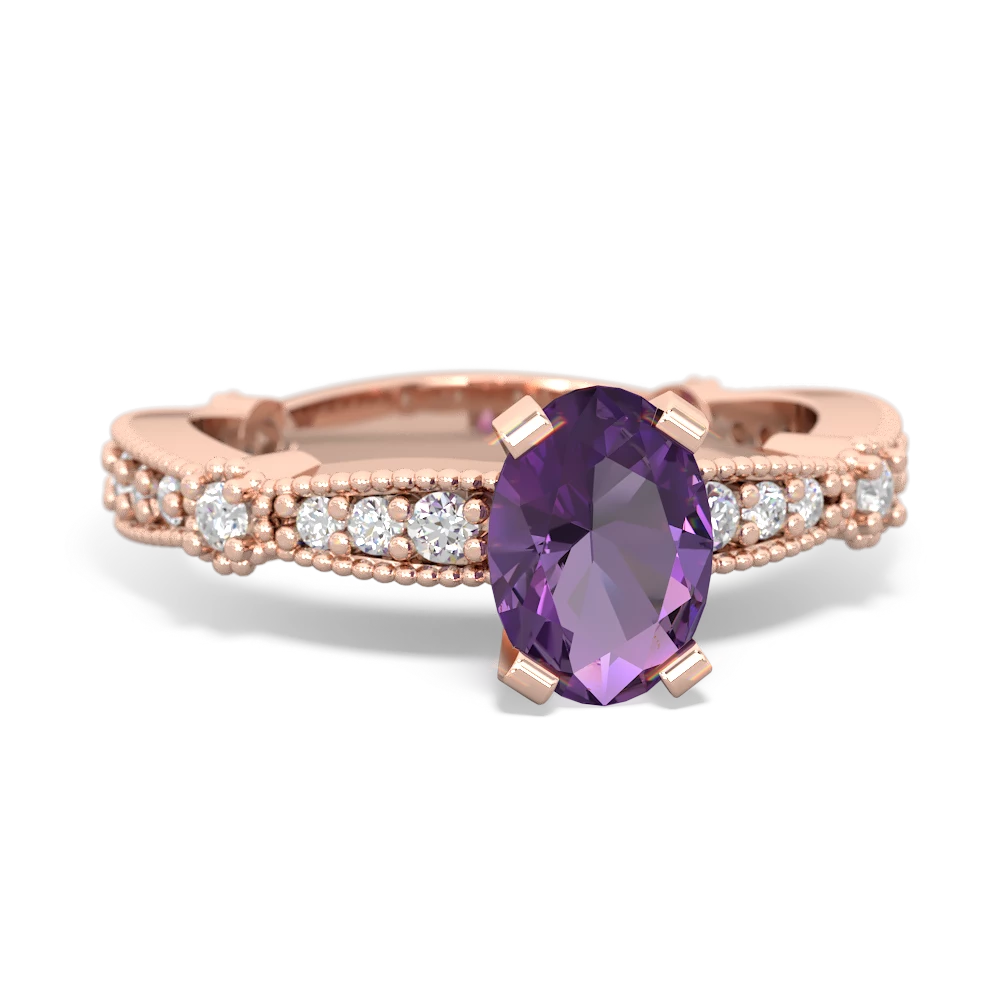 Amethyst Sparkling Tiara 7X5mm Oval 14K Rose Gold ring R26297VL