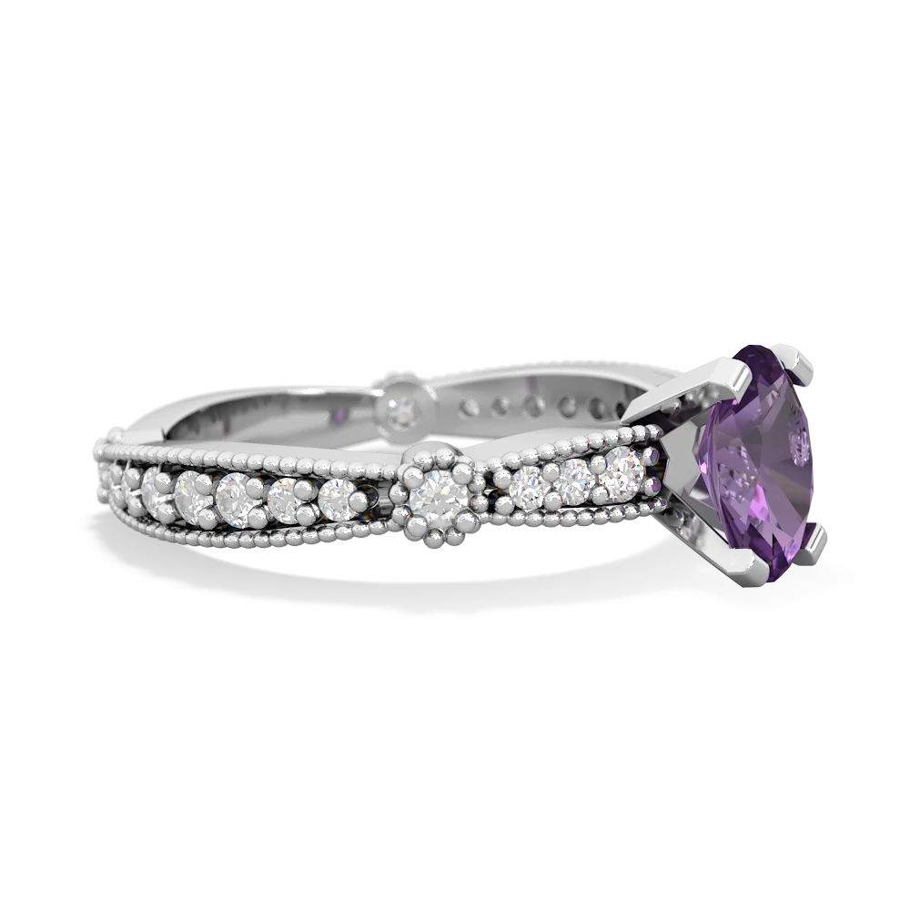 Amethyst Sparkling Tiara 7X5mm Oval 14K White Gold ring R26297VL