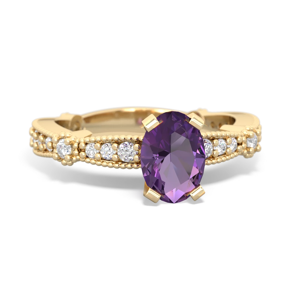 Amethyst Sparkling Tiara 7X5mm Oval 14K Yellow Gold ring R26297VL