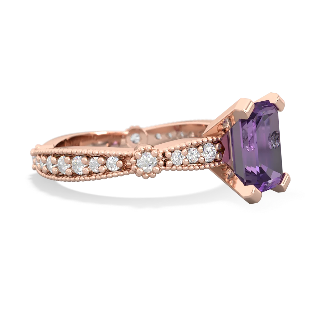 Amethyst Sparkling Tiara 8X6 Emerald-Cut 14K Rose Gold ring R26298EM