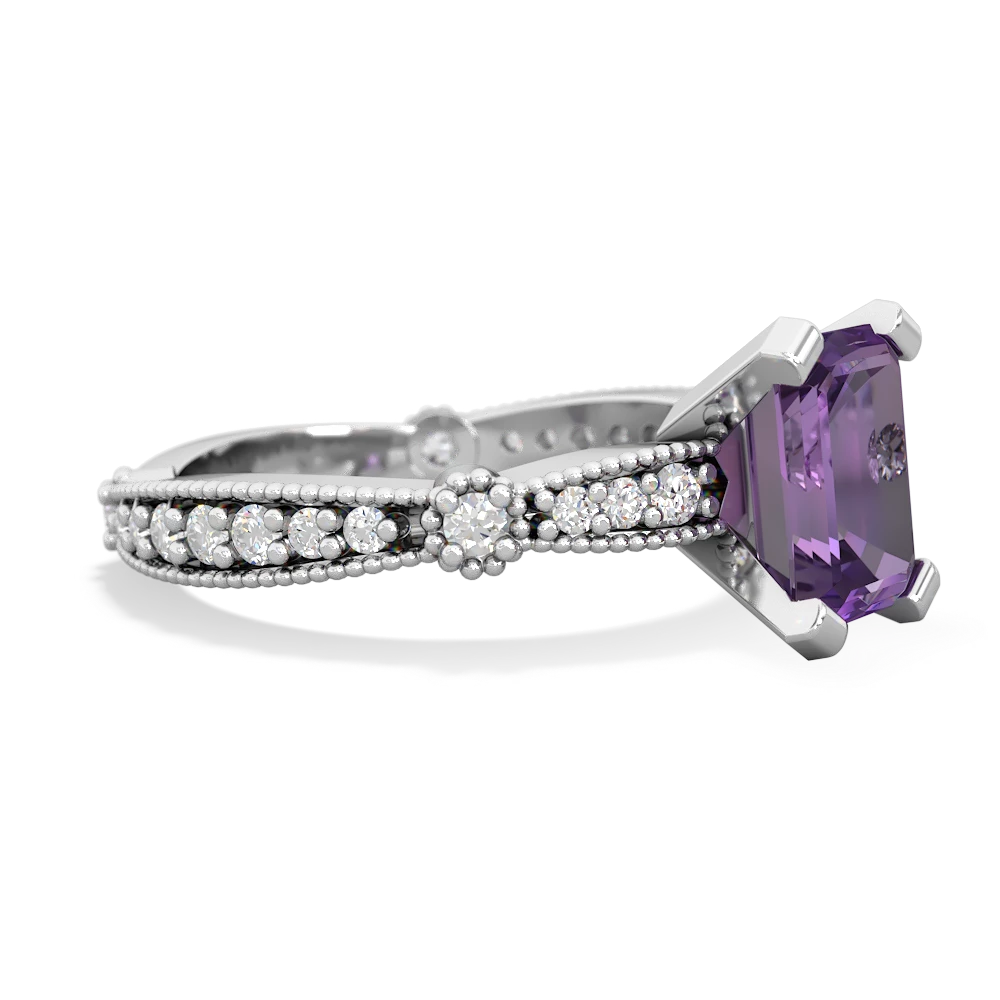 Amethyst Sparkling Tiara 8X6 Emerald-Cut 14K White Gold ring R26298EM