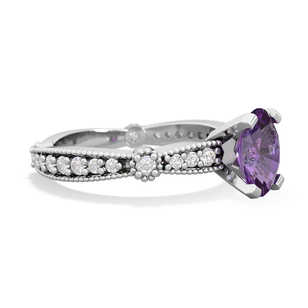 Amethyst Sparkling Tiara 8X6 Oval 14K White Gold ring R26298VL