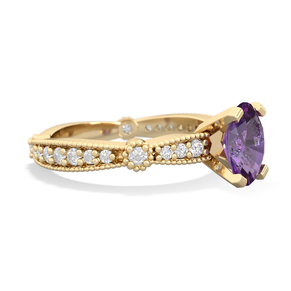 Amethyst Sparkling Tiara 8X6 Oval 14K Yellow Gold ring R26298VL