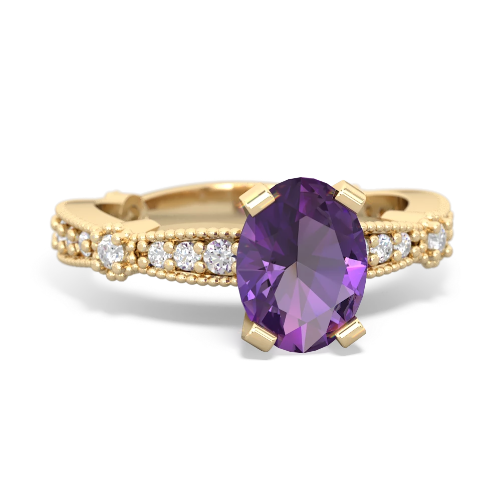 Amethyst Sparkling Tiara 8X6 Oval 14K Yellow Gold ring R26298VL