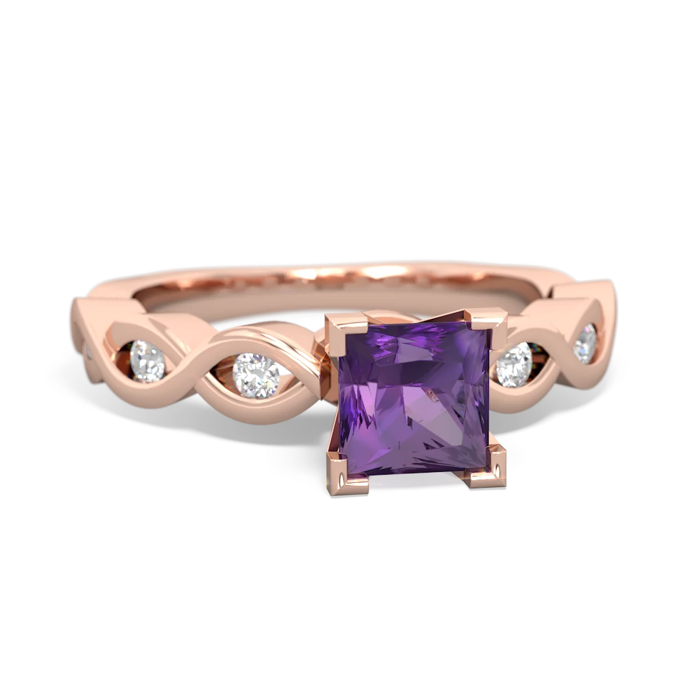 Amethyst Infinity 5Mm Square Engagement 14K Rose Gold ring R26315SQ