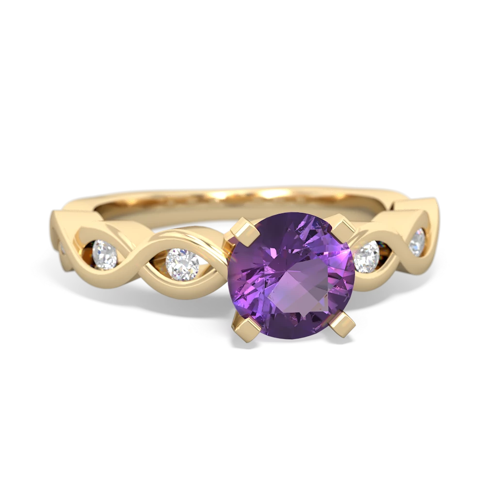 Amethyst Infinity Engagement 14K Yellow Gold ring R26316RD - front view