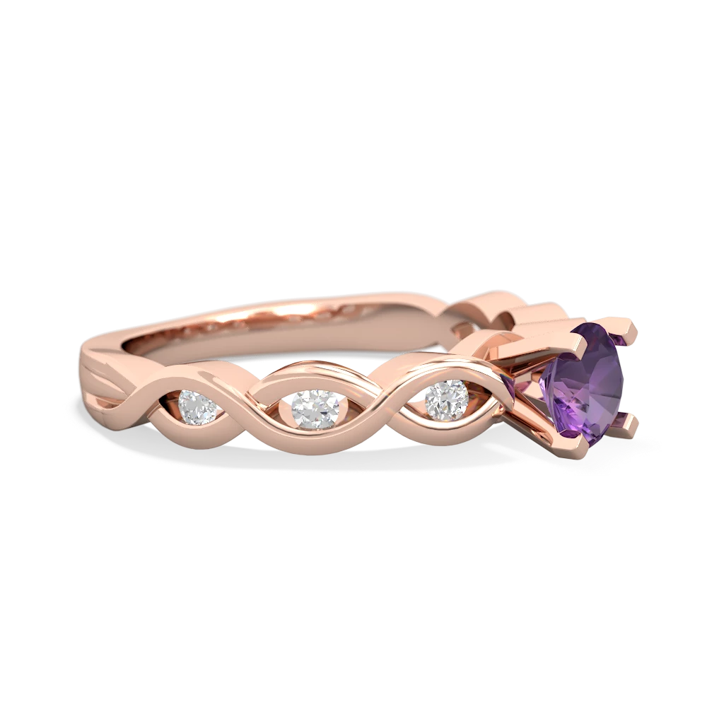 Amethyst Infinity 5Mm Round Engagement 14K Rose Gold ring R26315RD