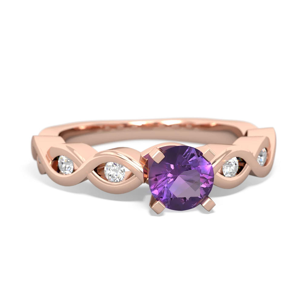 Amethyst Infinity 5Mm Round Engagement 14K Rose Gold ring R26315RD