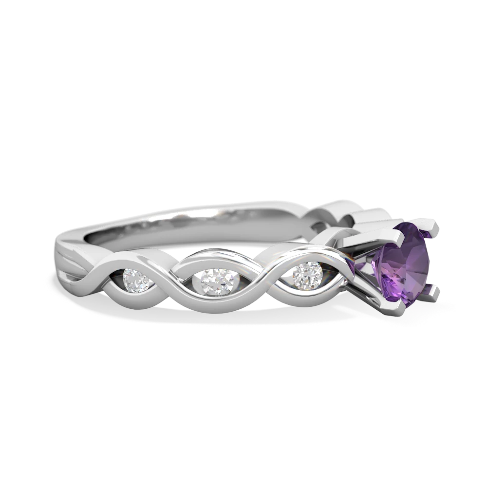 Amethyst Infinity 5Mm Round Engagement 14K White Gold ring R26315RD