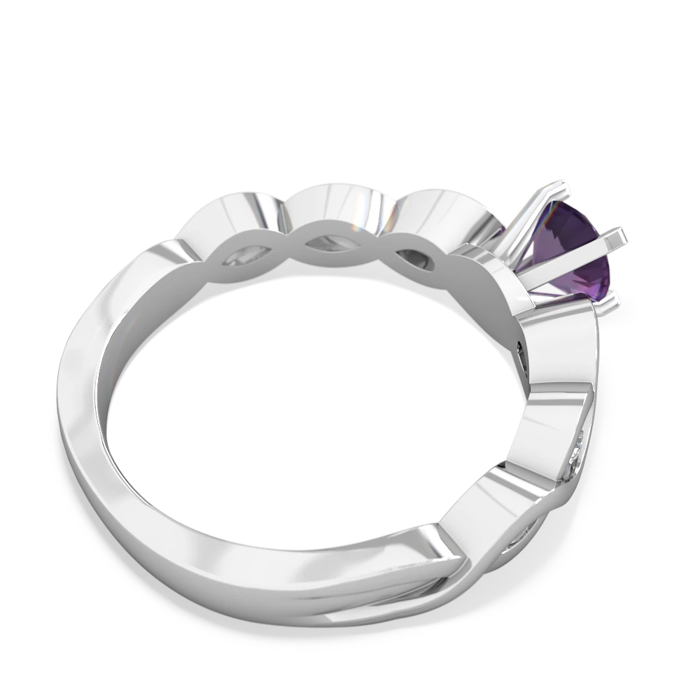 Amethyst Infinity 5Mm Round Engagement 14K White Gold ring R26315RD