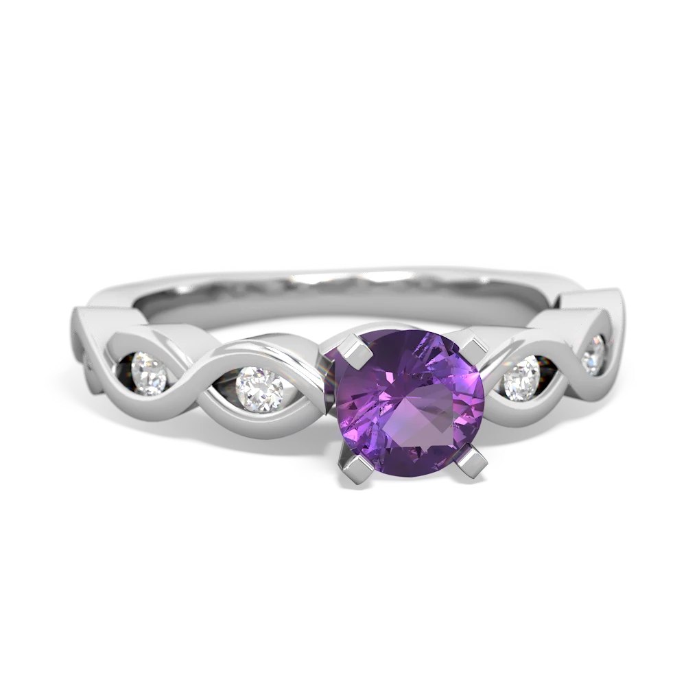 Amethyst Infinity 5Mm Round Engagement 14K White Gold ring R26315RD