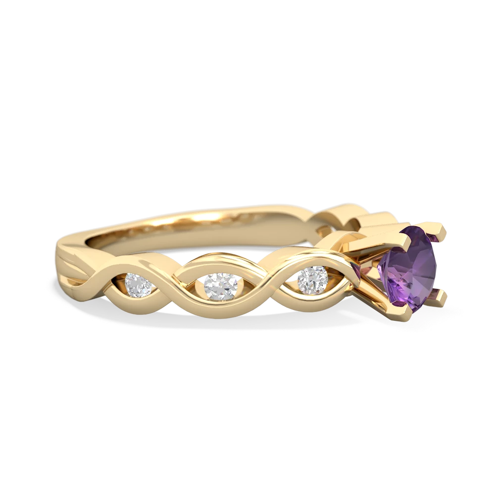 Amethyst Infinity 5Mm Round Engagement 14K Yellow Gold ring R26315RD