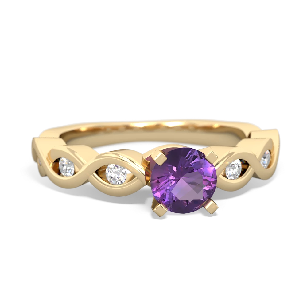 Amethyst Infinity 5Mm Round Engagement 14K Yellow Gold ring R26315RD