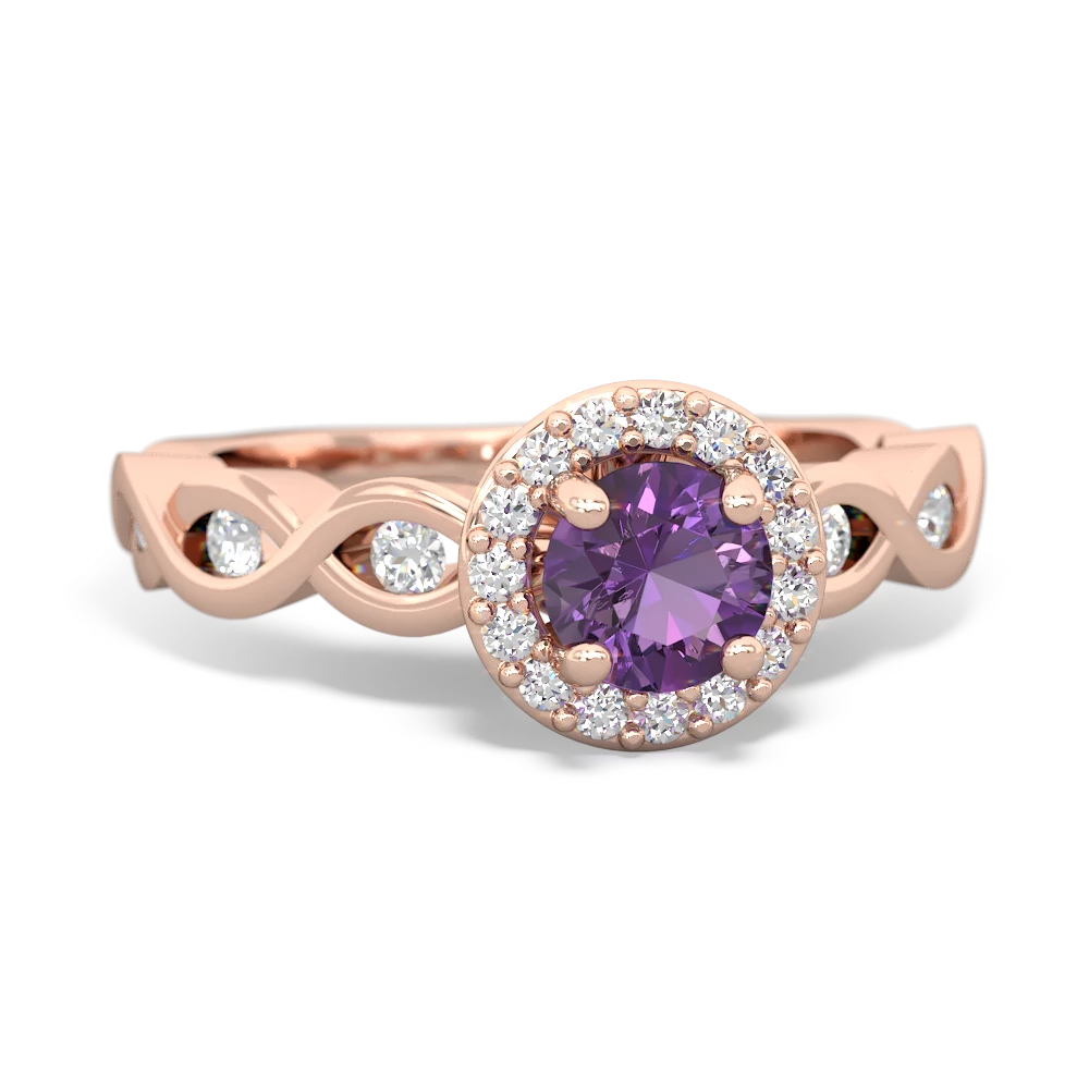 Amethyst Infinity Halo Engagement 14K Rose Gold ring R26315RH