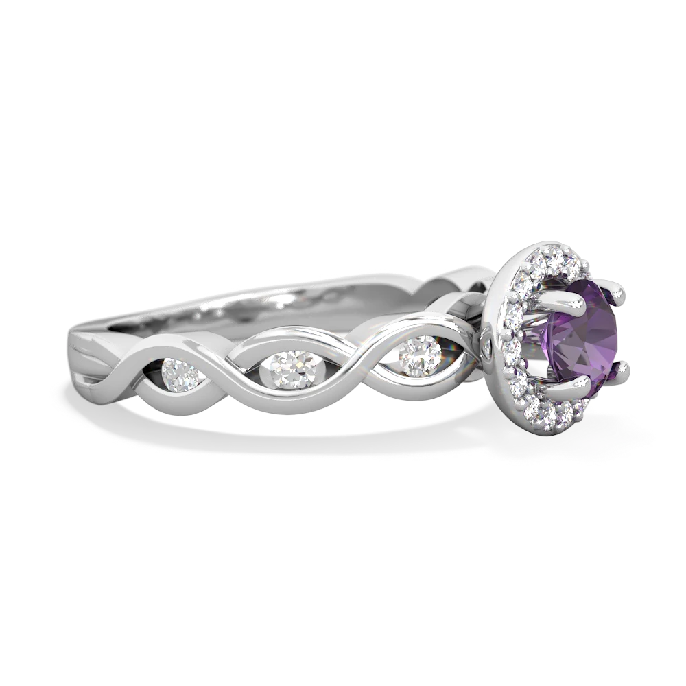 Amethyst Infinity Halo Engagement 14K White Gold ring R26315RH
