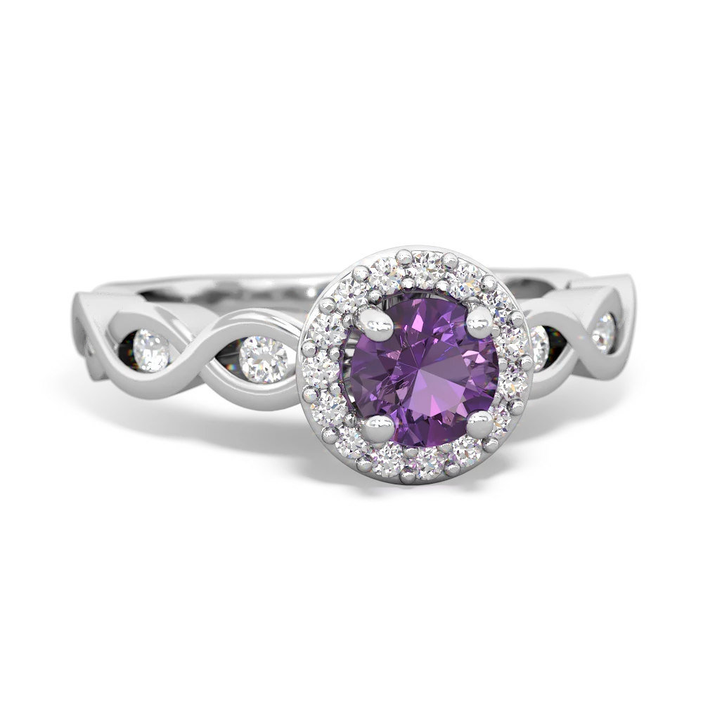 Amethyst Infinity Halo Engagement 14K White Gold ring R26315RH